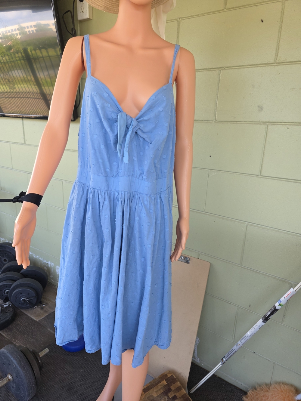 torrid Light Blue Tie-Front Spaghetti Strap Midi Dress